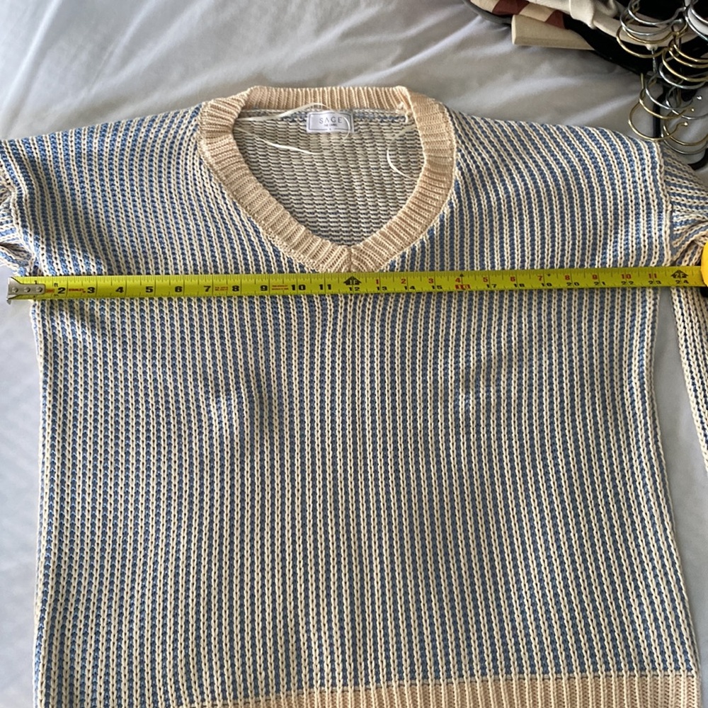 Sage the Label Blue and Cream Pullover Sweater - Picture 7 of 7